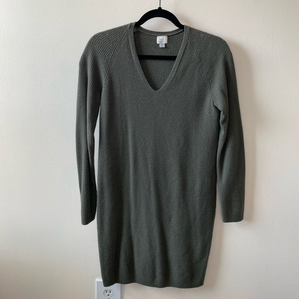 Olive Green Knit Sweater Dress